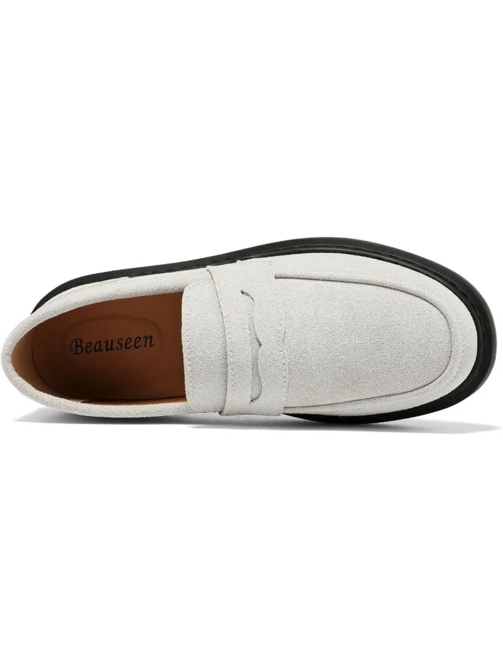 🆕Women's Beige Suede Penny Loafers Lightweight Slip On Comfortable Shoes